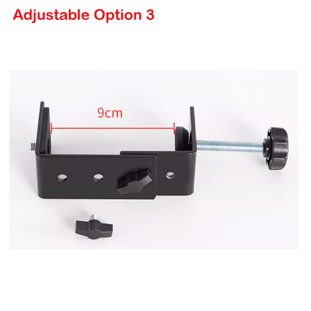 Picture of Red Design Selected Adjustable 1cm to 9cm Desktop Tablet Metal Clamp with 1-4 Screw Socket Mount (Black)