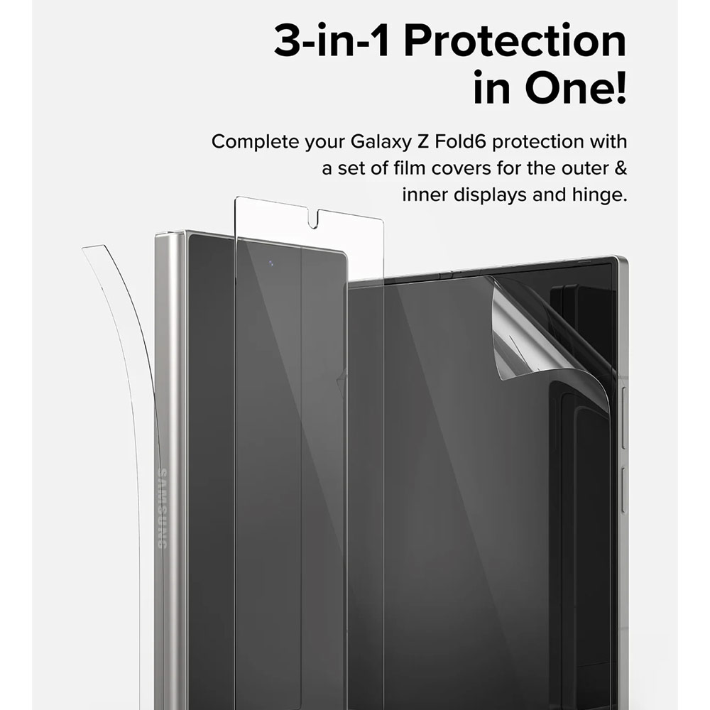 Picture of Samsung Galaxy Z Fold 6 Screen Protector | Ringke Front Inner Hinge 3 in 1 Full Set Screen Protector for Samsung Galaxy Z Fold 6 (2pcs Pack)