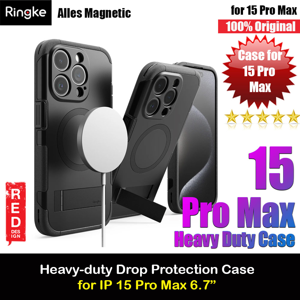 Picture of Ringke Alles Tough Kickstand Magnetic Charging Compatible Case for iPhone 15 Pro Max (Black) Apple iPhone 15 Pro Max 6.7- Apple iPhone 15 Pro Max 6.7 Cases, Apple iPhone 15 Pro Max 6.7 Covers, iPad Cases and a wide selection of Apple iPhone 15 Pro Max 6.7 Accessories in Malaysia, Sabah, Sarawak and Singapore 