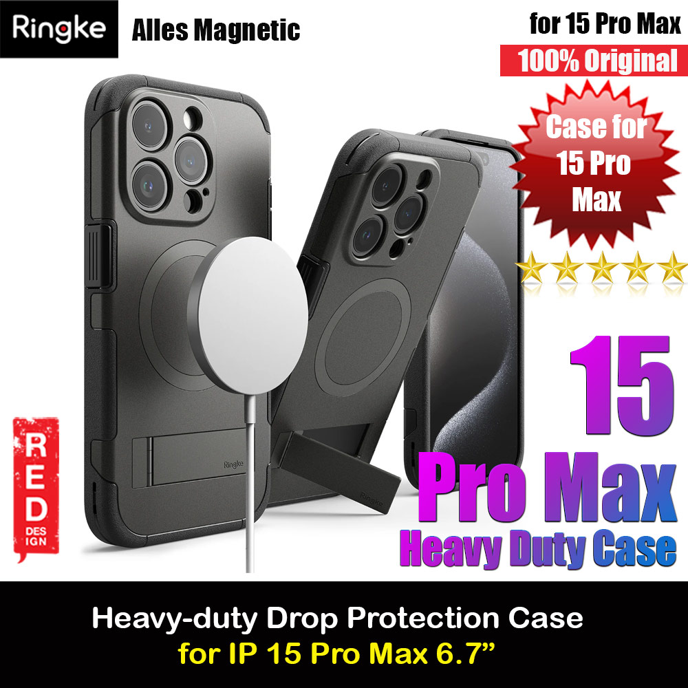 Picture of Ringke Alles Tough Kickstand Magnetic Charging Compatible Case for iPhone 15 Pro Max (Gunmetal) Apple iPhone 15 Pro Max 6.7- Apple iPhone 15 Pro Max 6.7 Cases, Apple iPhone 15 Pro Max 6.7 Covers, iPad Cases and a wide selection of Apple iPhone 15 Pro Max 6.7 Accessories in Malaysia, Sabah, Sarawak and Singapore 