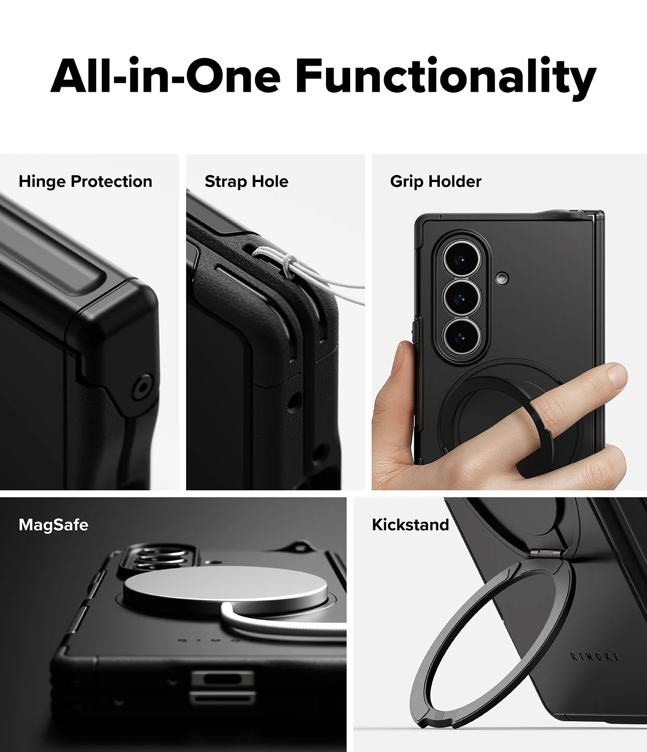 Picture of Samsung Galaxy Z Fold 7 Case | Ringke Alles Magnetic Kickstand Protection Case for Samsung Galaxy Z Fold 7 (Black)