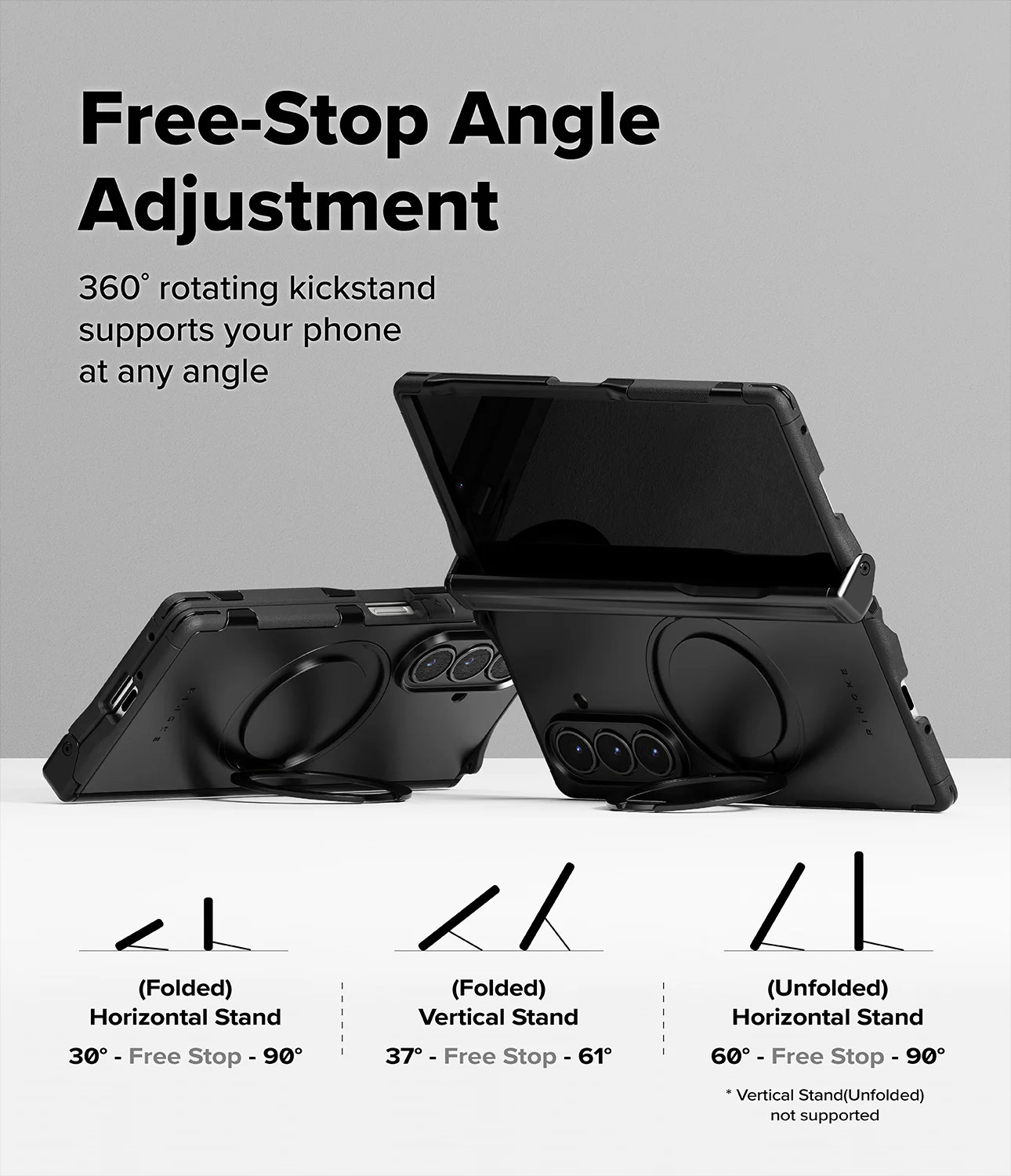 Picture of Samsung Galaxy Z Fold 7 Case | Ringke Alles Magnetic Kickstand Protection Case for Samsung Galaxy Z Fold 7 (Black)