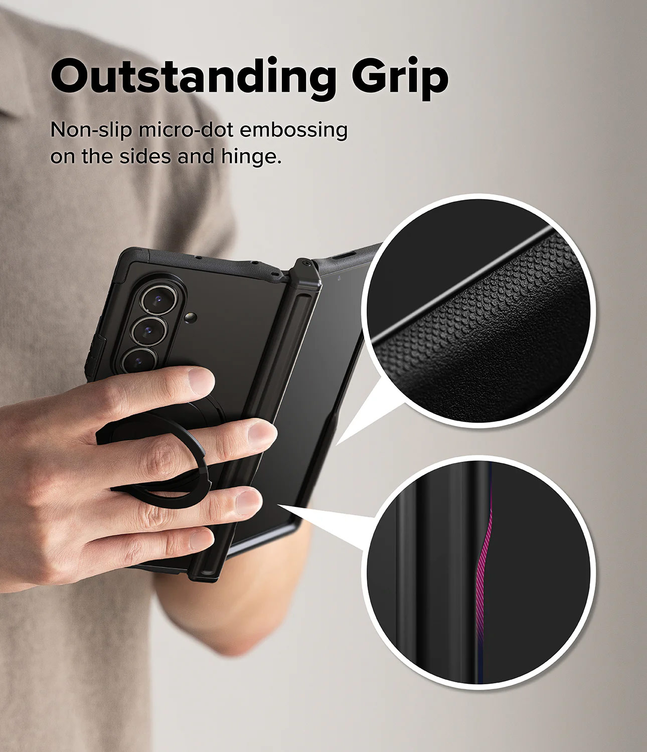 Picture of Samsung Galaxy Z Fold 7 Case | Ringke Alles Magnetic Kickstand Protection Case for Samsung Galaxy Z Fold 7 (Black)