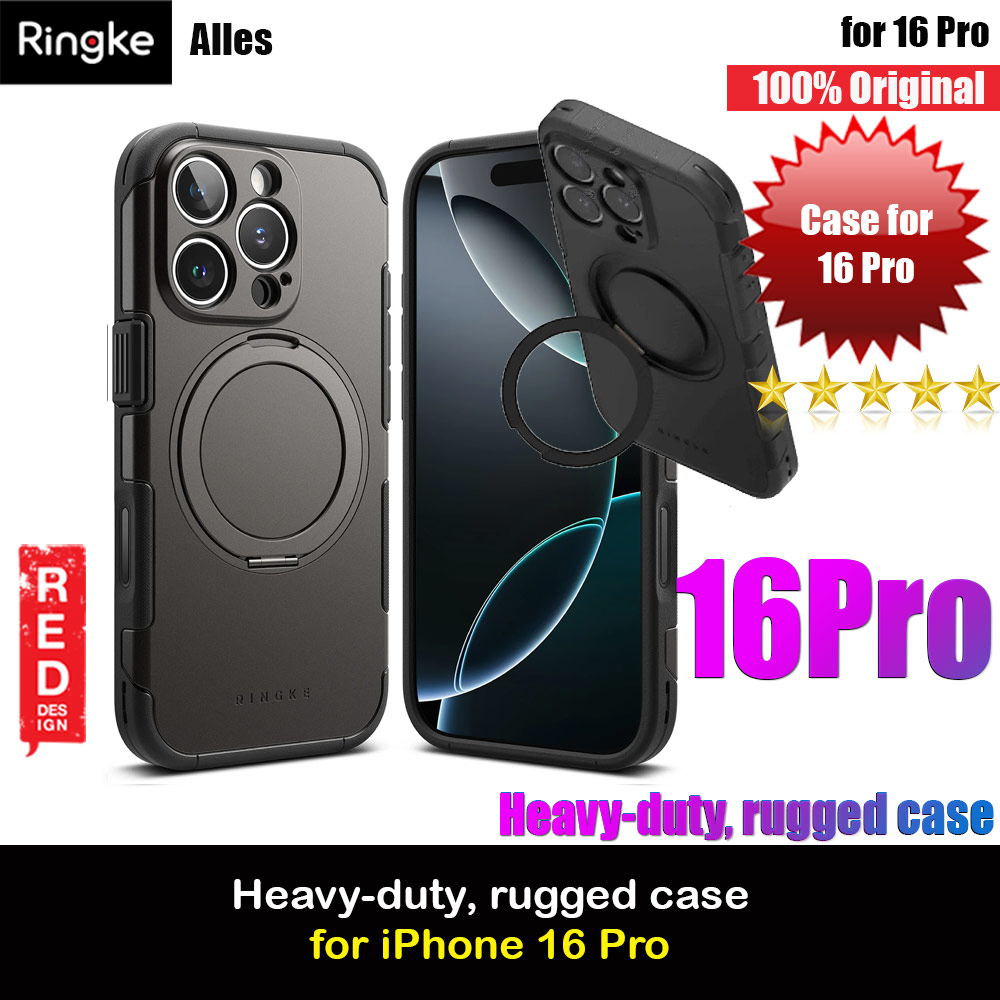 Picture of Ringke Alles Heavy Duty Drop Protection Magnetic Case with Ring Stand for iPhone 16 Pro (Gunmetal) Apple iPhone 16 Pro 6.3- Apple iPhone 16 Pro 6.3 Cases, Apple iPhone 16 Pro 6.3 Covers, iPad Cases and a wide selection of Apple iPhone 16 Pro 6.3 Accessories in Malaysia, Sabah, Sarawak and Singapore 