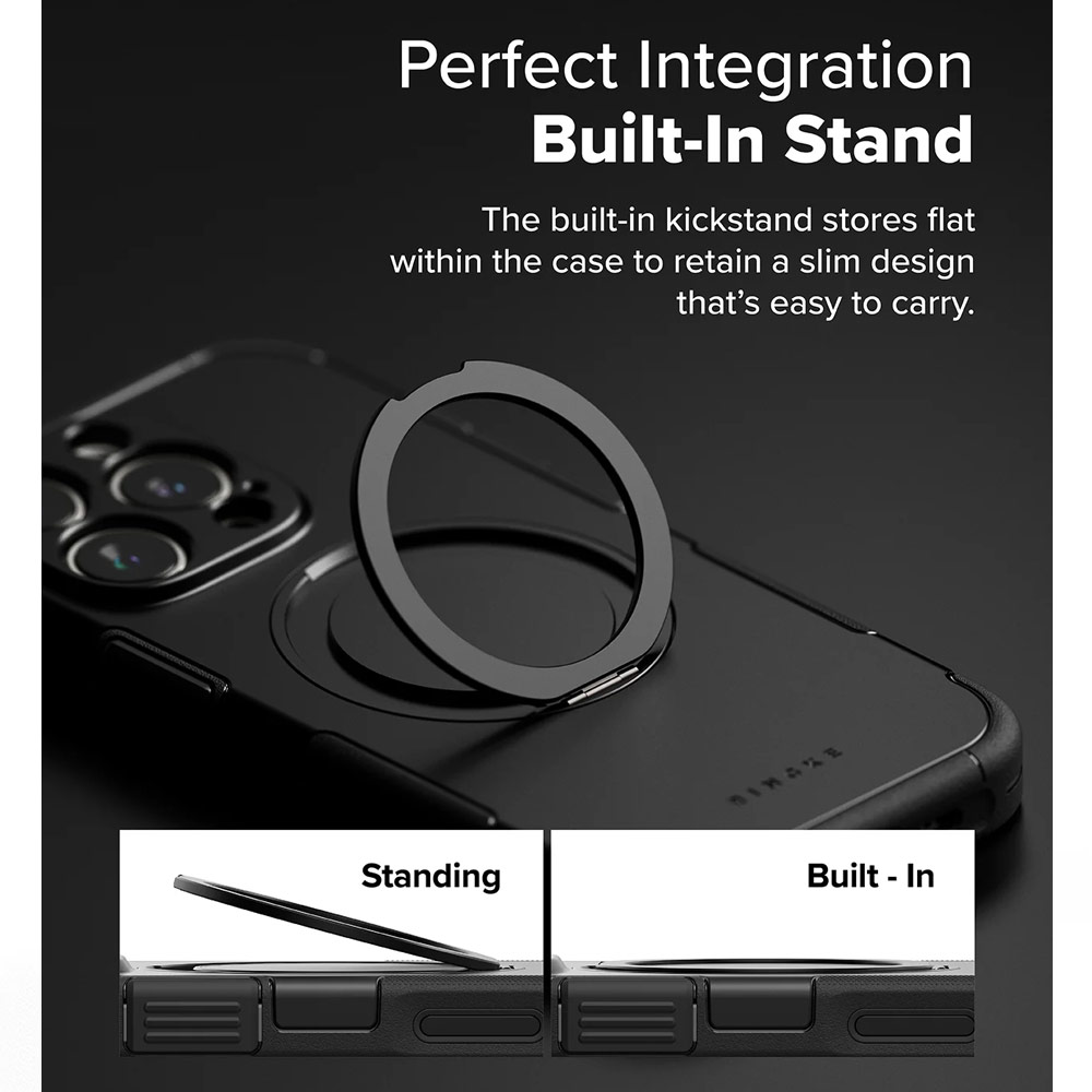 Picture of Apple iPhone 16 Pro Max 6.9 Case | Ringke Alles Heavy Duty Drop Protection Magnetic Case with Ring Stand for iPhone 16 Pro Max (Black)