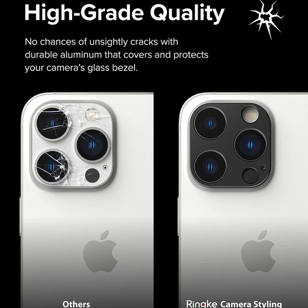 Picture of Apple iPhone 14 Pro Max 6.7  | Ringke Camera Styling Aluminum Bezel for Apple iPhone 14 Pro Max 6.7 iPhone 14 Pro 6.1 (Black)