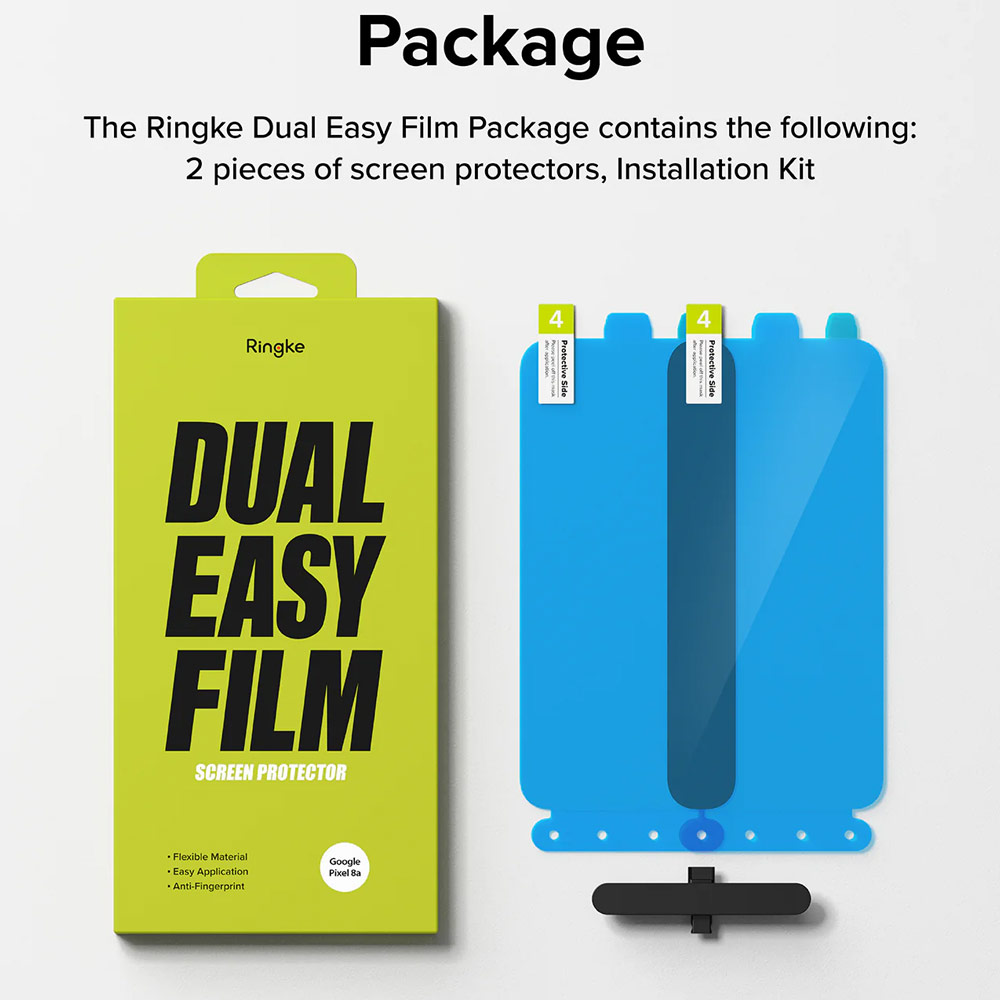 Picture of Google Pixel 8a Screen Protector | Ringke Dual Easy Film Screen Protector with Installation Jig for Google Pixel 8a (Clear 2pcs Pack)