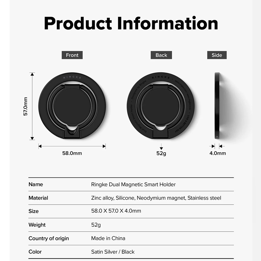 Picture of Ringke Dual Magnetic Smart Holder Phone Grip and Kickstand Stand Zinc Alloy (Black)