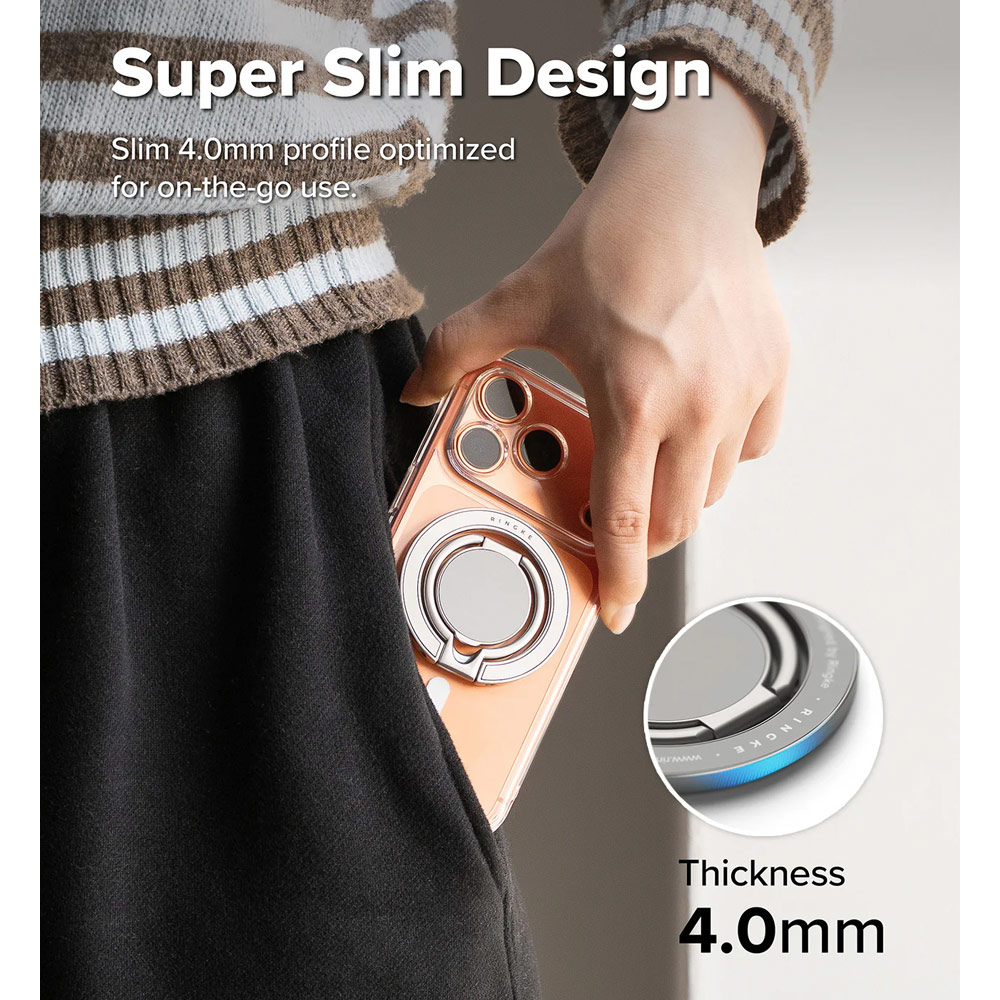 Picture of Ringke Dual Magnetic Smart Holder Phone Grip and Kickstand Stand Zinc Alloy (Satin Silver)