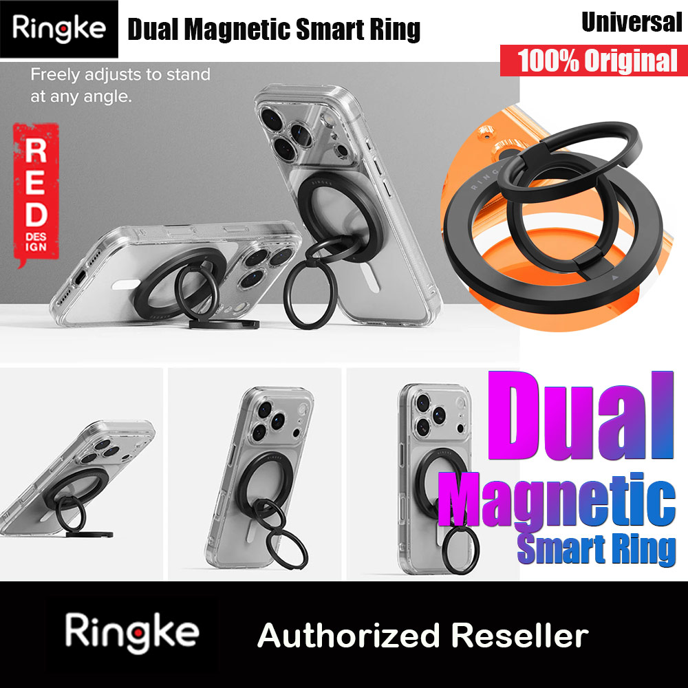 Picture of Ringke Dual Magnetic Smart Ring Phone Grip and Kickstand Stand Zinc Alloy (Black) Red Design- Red Design Cases, Red Design Covers, iPad Cases and a wide selection of Red Design Accessories in Malaysia, Sabah, Sarawak and Singapore 
