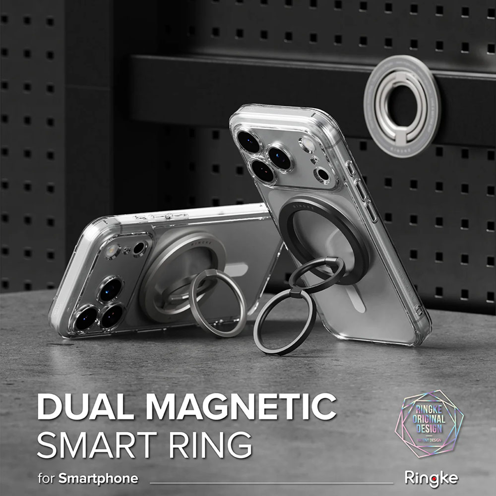 Picture of Ringke Dual Magnetic Smart Ring Phone Grip and Kickstand Stand Zinc Alloy (Satin Silver)