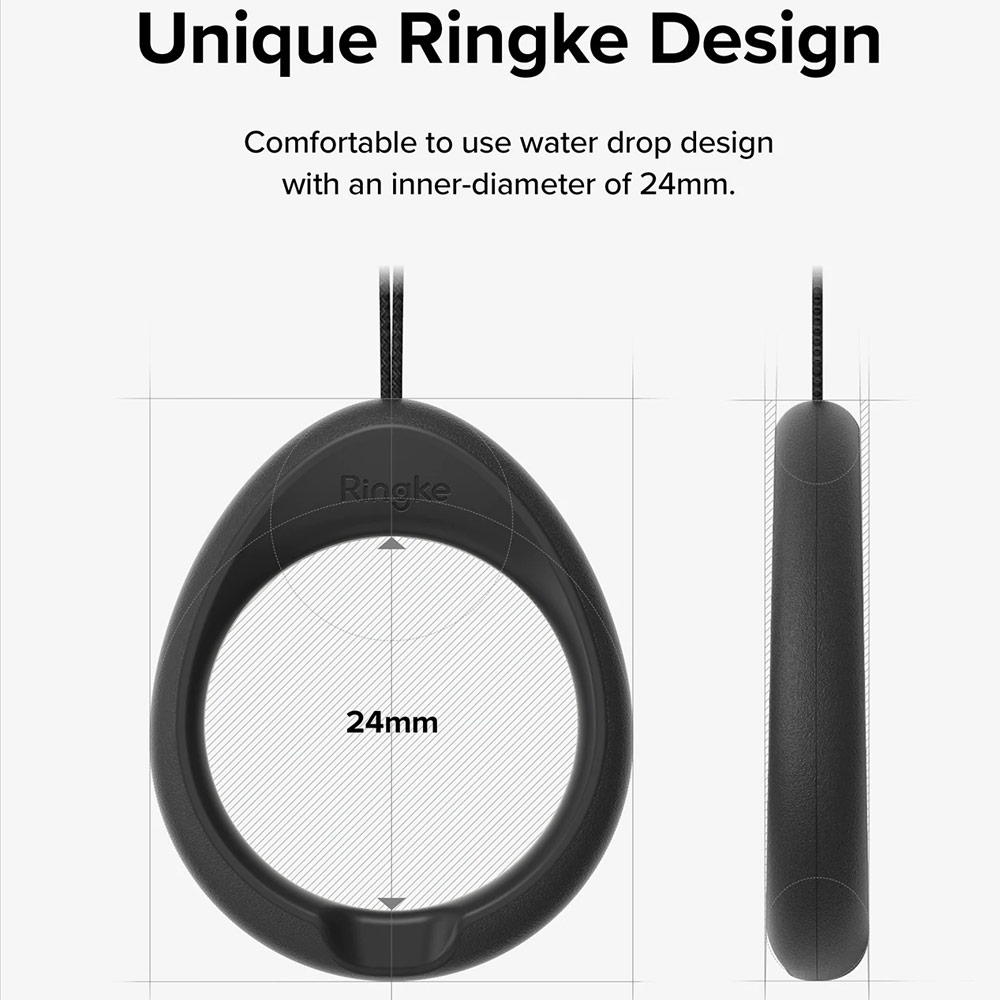 Picture of Ringke Finger Ring Strap for Smartphone Case Strap Camera Strap Airpods Pro Airpods 3 Strap (Black Black)