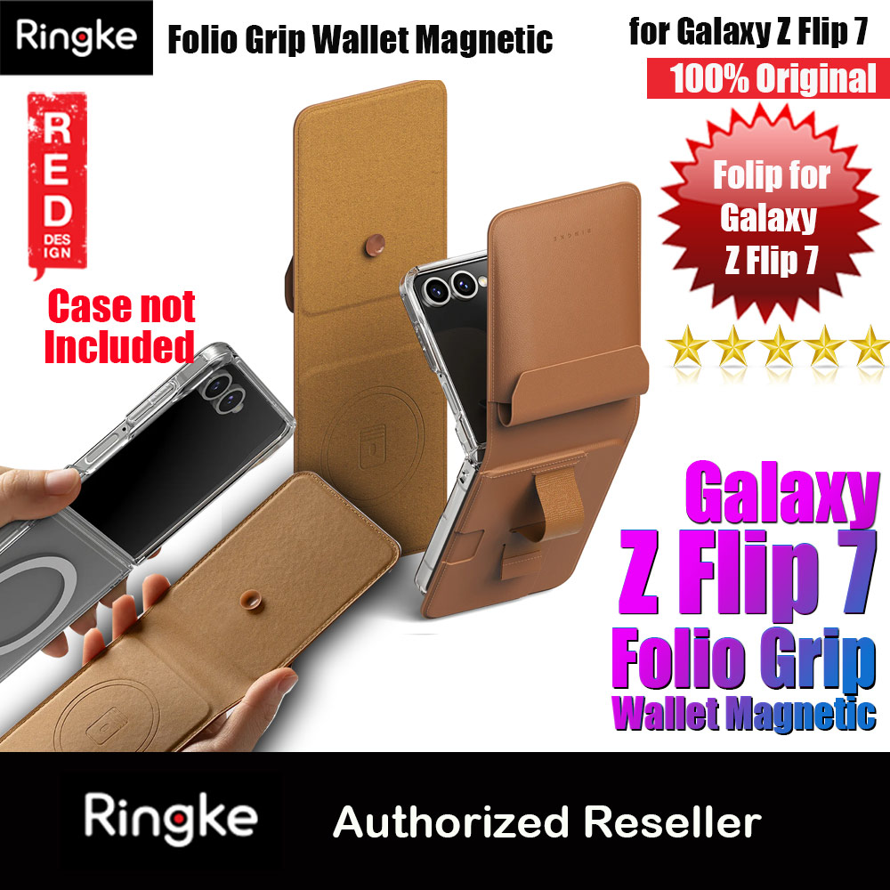Picture of Samsung Galaxy Z Flip 7  | Ringke Folio Grip Wallet Magnetic for Samsung Galaxy Z Flip 7 (Brown)