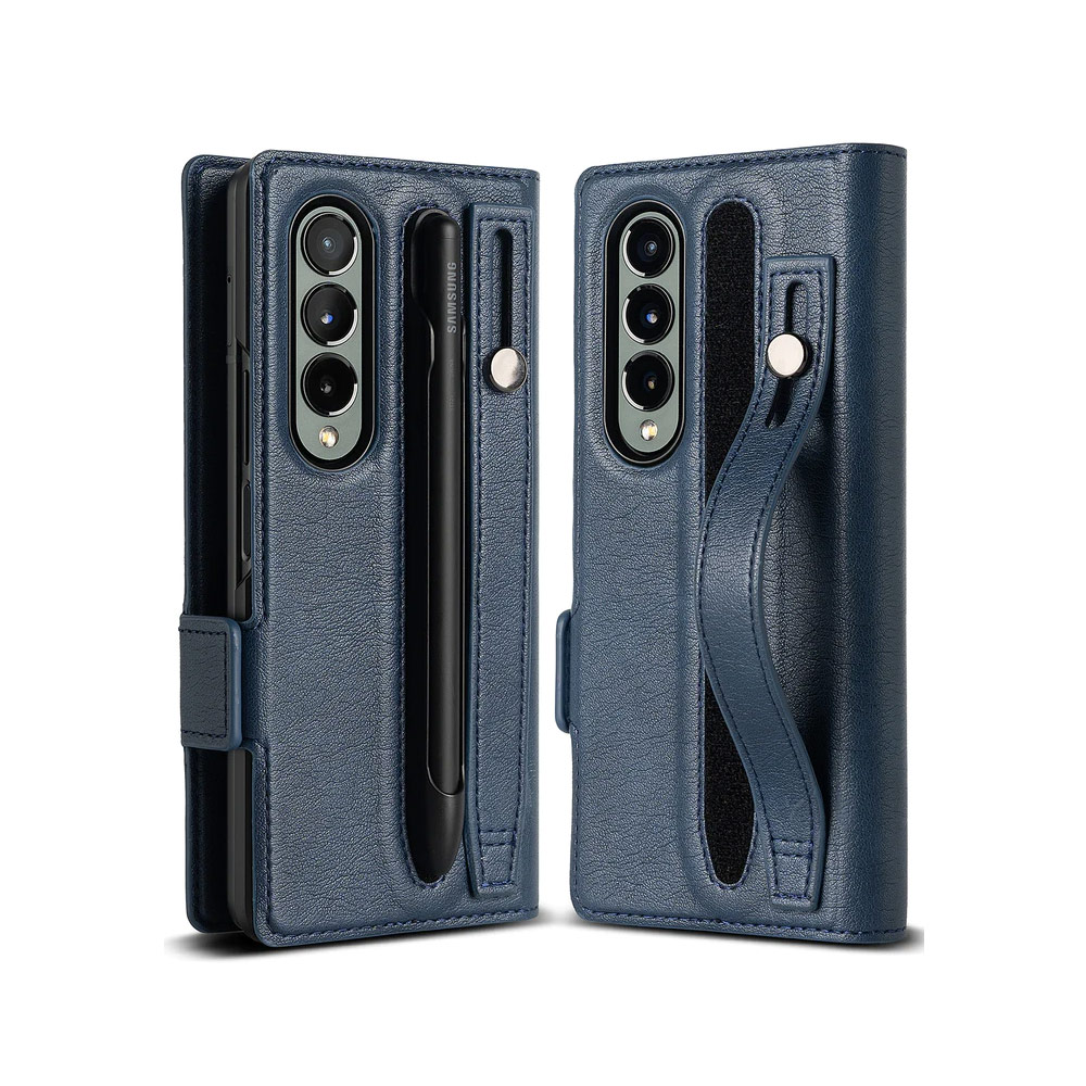 Picture of Samsung Galaxy Z Fold 4 Case | Ringke Folio Signature EZ Strap Plus PU leather Flip Case with Card Pen Holder for Samsung Galaxy Z Fold 4 (Navy)