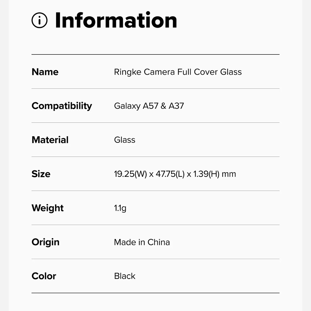 Picture of Samsung Galaxy A57  | Ringke Full coverage camera protector  with Easy Installation for Samsung Galaxy A57 (Black)