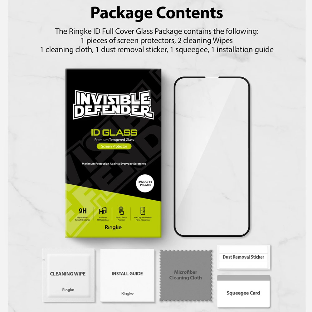 Picture of Apple iPhone 13 6.1 Screen Protector | Ringke Invisible Defender Glass Tempered Glass Screen Protector for Apple iPhone 13 iPhone 13 Pro 6.1 (Clear)