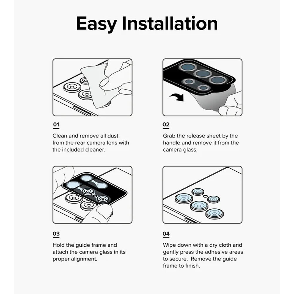 Picture of Samsung Galaxy S24 Ultra  | Ringke Camera Lens Frame Glass Protector with Easy Installation for Samsung Galaxy S24 Ultra (Black)