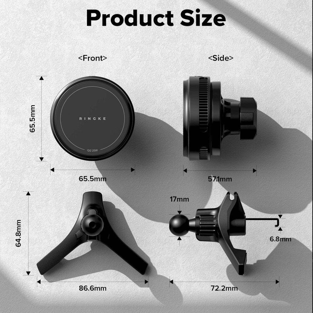 Picture of Ringke Qi2 25W Peltier Magnetic Wireless Car Charger Mount Car Charger Mount CAR CHARGER