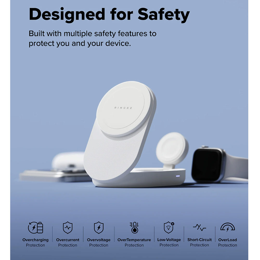 Picture of Ringke Stand Qi2 25W 3-in-1 Folding Magnetic Wireless Charger for Apple Watch iPhone Airpods