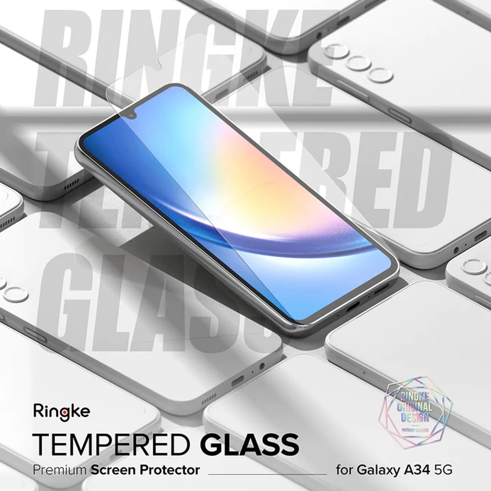 Picture of Samsung Galaxy A34 5G  | Ringke Full Adhesive Full Cover Tempered Glass with Easy Installation Helper Tool for Samsung Galaxy A34 5G (Clear 2pcs)