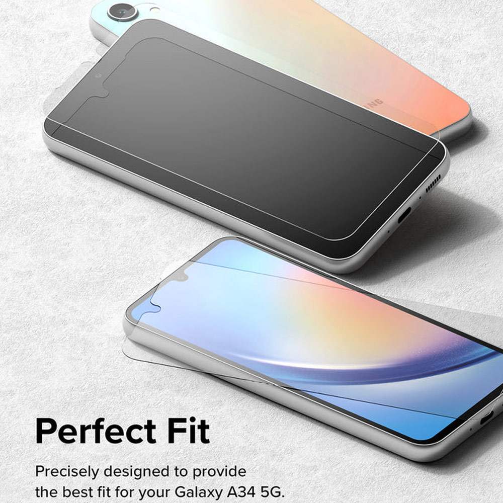 Picture of Samsung Galaxy A34 5G  | Ringke Full Adhesive Full Cover Tempered Glass with Easy Installation Helper Tool for Samsung Galaxy A34 5G (Clear 2pcs)