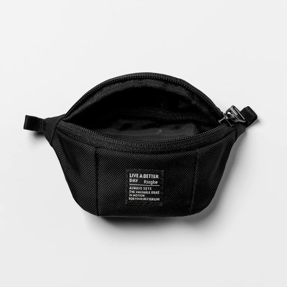Picture of Ringke Mini Pouch Sling Bag Miniature with Zipper Closure with Carabiner for Small Gadgets (Black)
