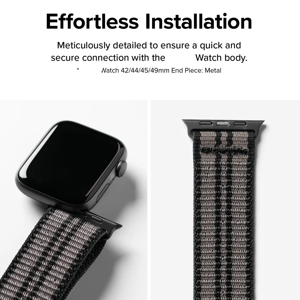 Picture of Apple Watch 42mm  | Ringke Sports Air Loop Breathable Woven Nylon Soft Weave Strap for Apple Watch Series 4 5 6 8 9 10 42mm 44mm 45mm 46mm 49mm Ultra (ECLIPSE GRAY)