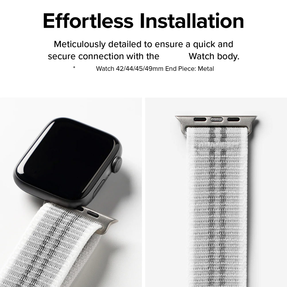 Picture of Apple Watch 42mm  | Ringke Sports Air Loop Breathable Woven Nylon Soft Weave Strap for Apple Watch Series 4 5 6 8 9 10 42mm 44mm 45mm 46mm 49mm Ultra (Summit White)