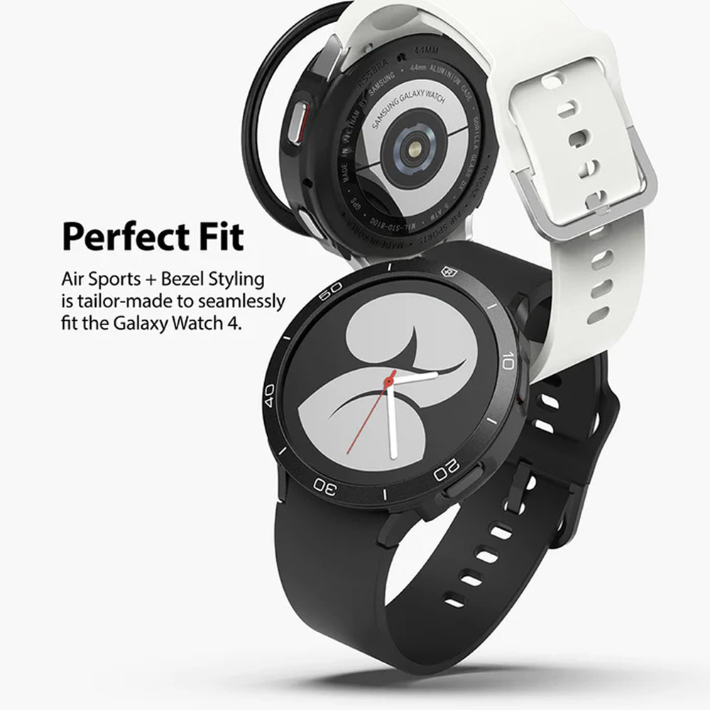 Picture of Samsung Galaxy Watch 4 40mm Case | Ringke Air Sports Soft Bumper Case and Aluminum Bezel for Galaxy Watch 4 40mm Case and Bezel (Black Silver)