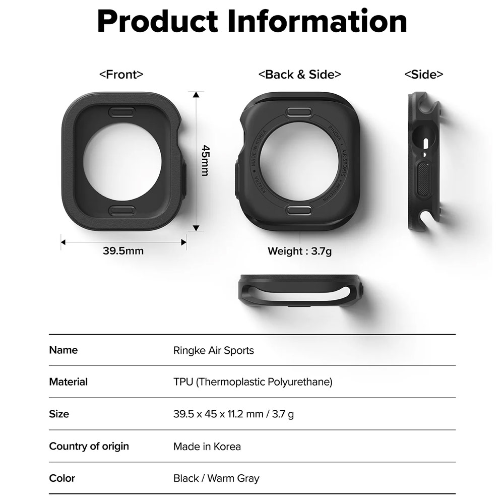 Picture of Apple Watch 10 42mm Case | Ringke Air Sport Rugged Protection Case for Apple Watch Series 10 42mm (Black)