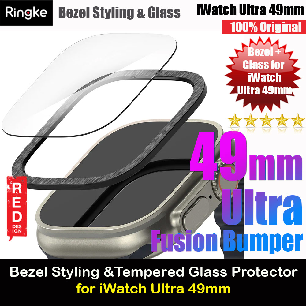 Picture of Apple Watch 49mm	Ultra Screen Protector | Ringke Bezel and Tempered Glass Screen Protector Combo for Apple Watch Series 8 Ultra 49mm (49-03 Graphite)