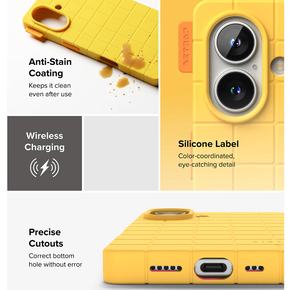 Picture of Apple iPhone 16 6.1 Case | Ringke Bitmap Magnetic Pattern Drop Protection Case for iPhone 16 6.1 (Yellow)