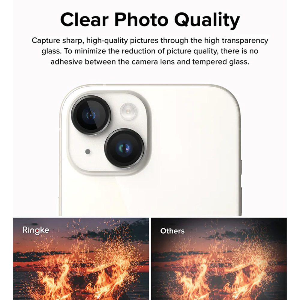 Picture of Apple iPhone 15 6.1  | Ringke Camera Lens Aluminum Frame Glass for Apple iPhone 15 6.1 iPhone 15 Plus 6.7 (Black)