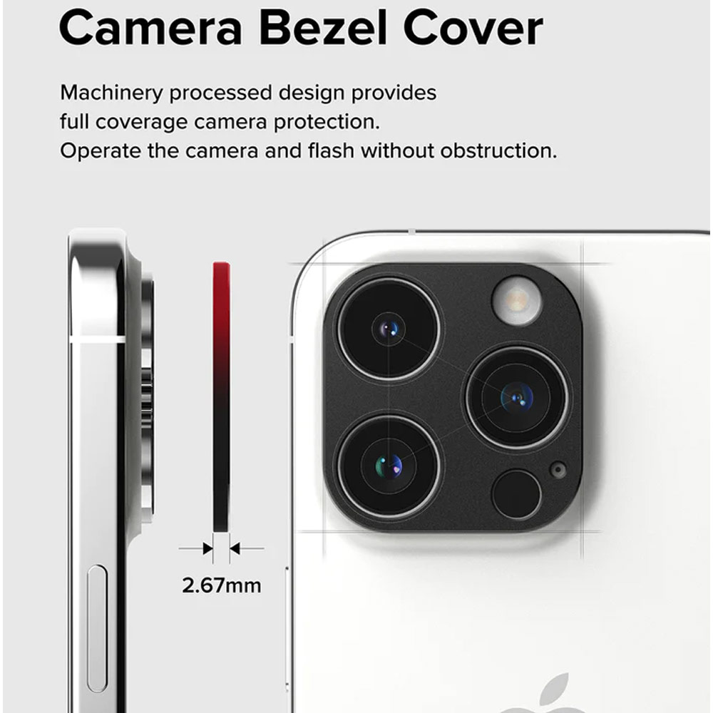 Picture of Apple iPhone 15 Pro 6.1  | Ringke Camera Styling Aluminum Bezel Cover for Apple iPhone 15 Pro Max 6.7 iPhone 15 Pro 6.1 (Black)