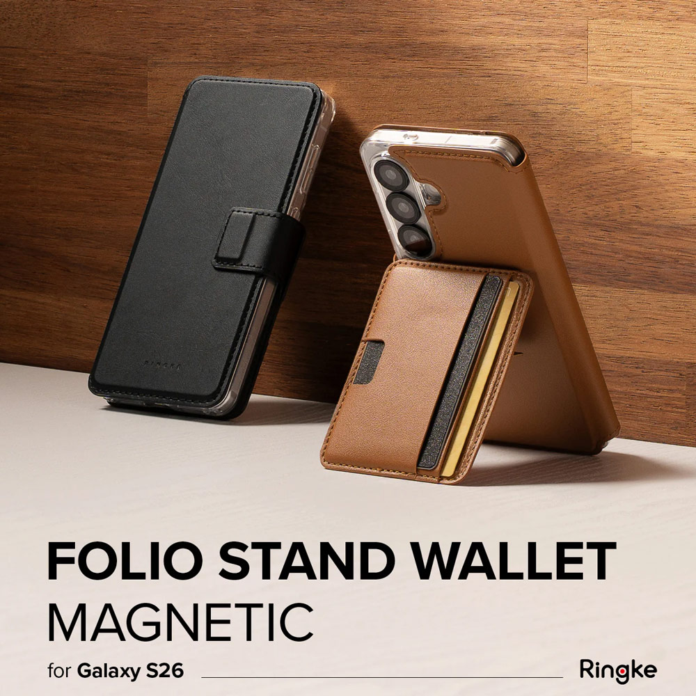 Picture of Samsung Galaxy S26  | Ringke Folio Grip Wallet Magnetic Flip Cover Card Holder for Samsung Galaxy S26 (Black)