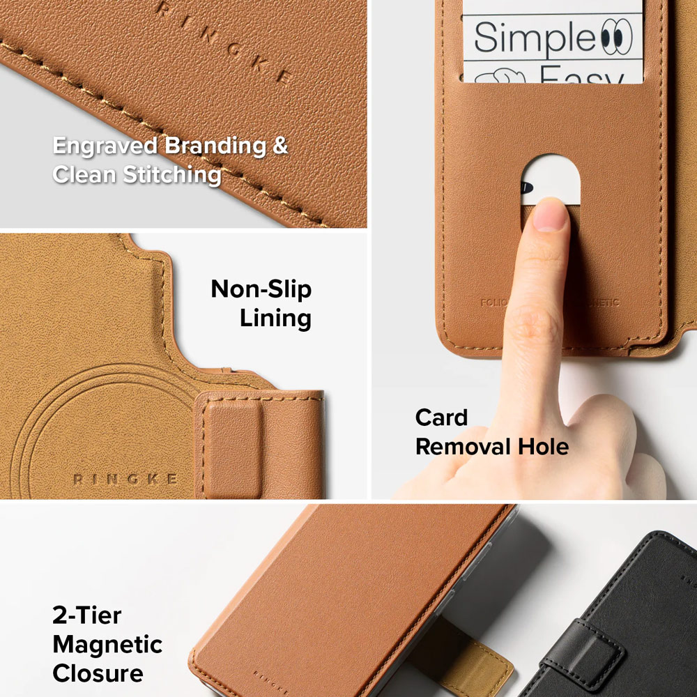 Picture of Samsung Galaxy S26 Plus  | Ringke Folio Grip Wallet Magnetic Flip Cover Card Holder for Samsung Galaxy S26 Plus (Brown)