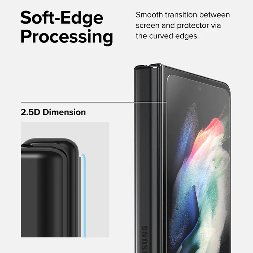 Picture of Samsung Galaxy Z Fold 4 Screen Protector | Ringke Screen Protector Cover Display Glass Tempered Glass for Samsung Galaxy Z Fold 4