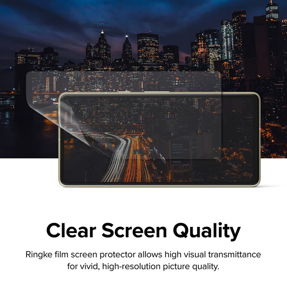 Picture of Google Pixel 7 Screen Protector | Ringke Dual Easy Film Transparent PET Film Soft Screen Protector with Installation Jig for Google Pixel 7 (Clear 2pcs Pack)