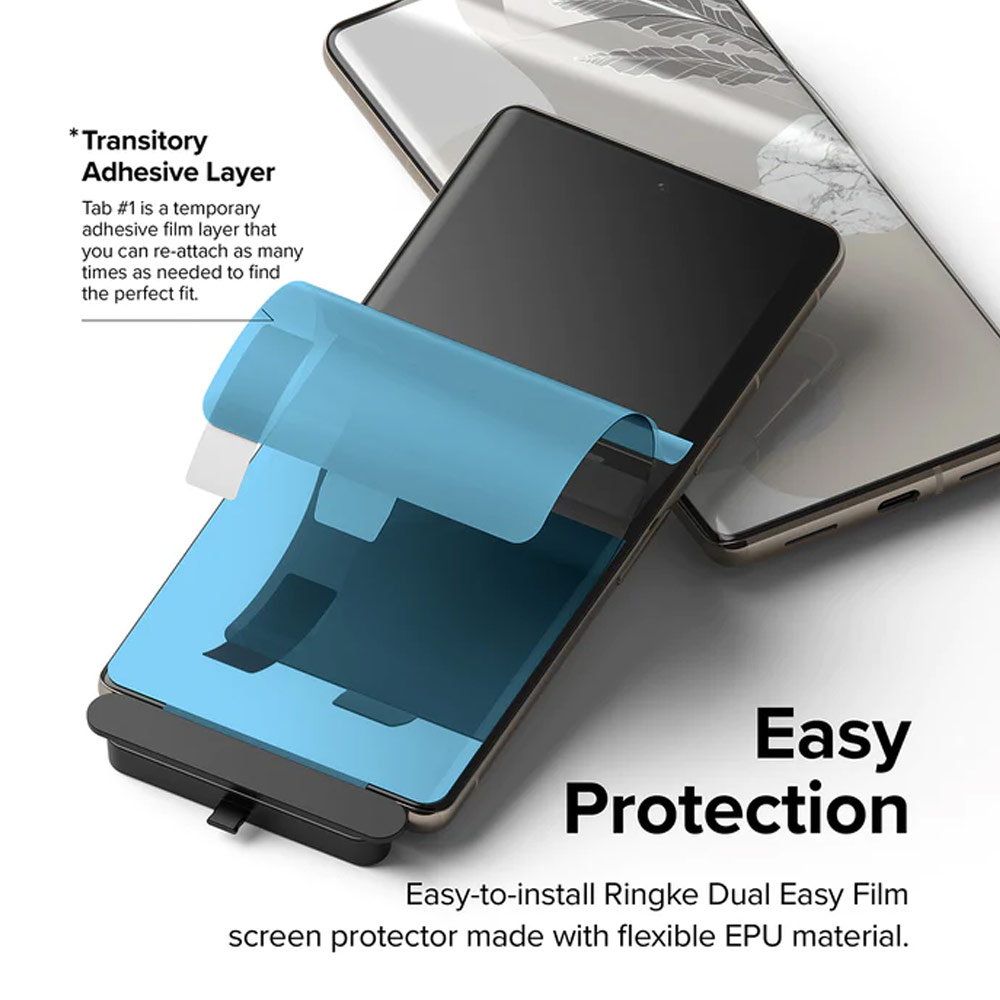 Picture of Google Pixel 7 Pro Screen Protector | Ringke Dual Easy Film Transparent PET Film Soft Screen Protector with Installation Jig for Google Pixel 7 Pro (Clear 2pcs Pack)