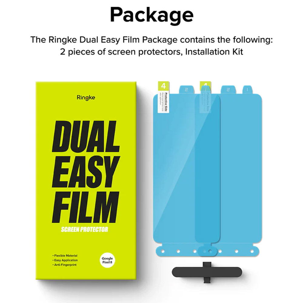 Picture of Google Pixel 8 Screen Protector | Ringke Dual Easy Film Screen Protector with Installation Jig for Google Pixel 8 (Clear 2pcs Pack)