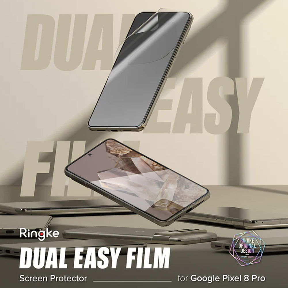 Picture of Google Pixel 8	 Pro Screen Protector | Ringke Dual Easy Film Screen Protector with Installation Jig for Google Pixel 8 Pro (Clear 2pcs Pack)