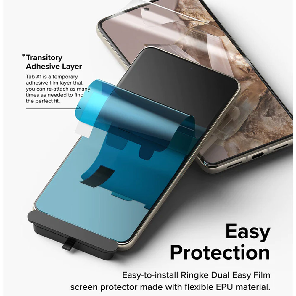 Picture of Google Pixel 8	 Pro Screen Protector | Ringke Dual Easy Film Screen Protector with Installation Jig for Google Pixel 8 Pro (Clear 2pcs Pack)