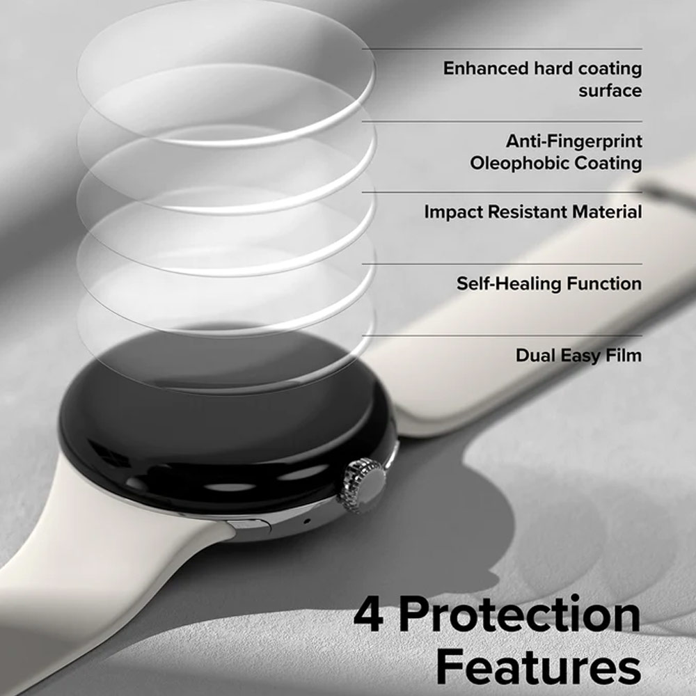 Picture of Google Pixel Watch 41mm Screen Protector | Ringke Dual Easy Film High Quality EPU Self Healing Anti Finger Print Soft Screen Protector for Google Pixel Watch 41mm (Clear) 3pcs