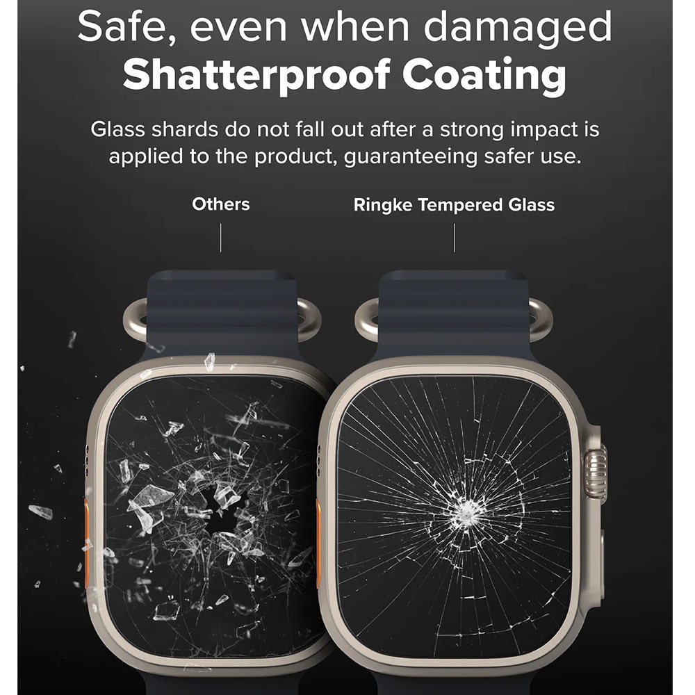 Picture of Apple Watch 49mm	Ultra Screen Protector | Ringke Easy Slide Easy Installation Tempered Glass Screen Protector for for Apple Watch Ultra 1 2 49mm (2pcs)