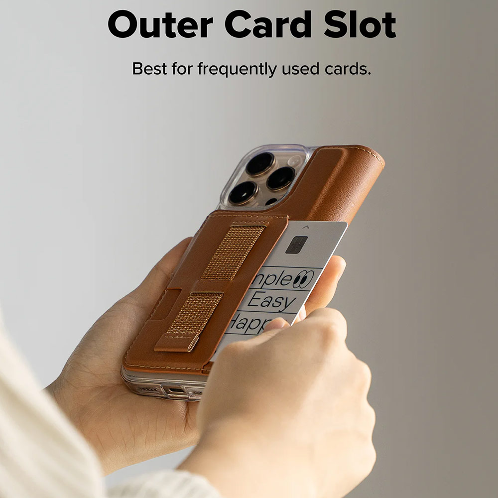 Picture of Apple iPhone 15 6.1 | Ringke Folio Grip Wallet Magnetic Flip Cover Card Holder for iPhone 16 Pro iPhone 16 (Brown)