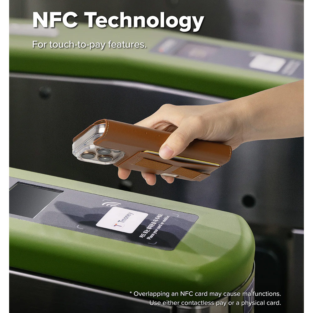 Picture of Apple iPhone 15 6.1 | Ringke Folio Grip Wallet Magnetic Flip Cover Card Holder for iPhone 16 Pro iPhone 16 (Brown)