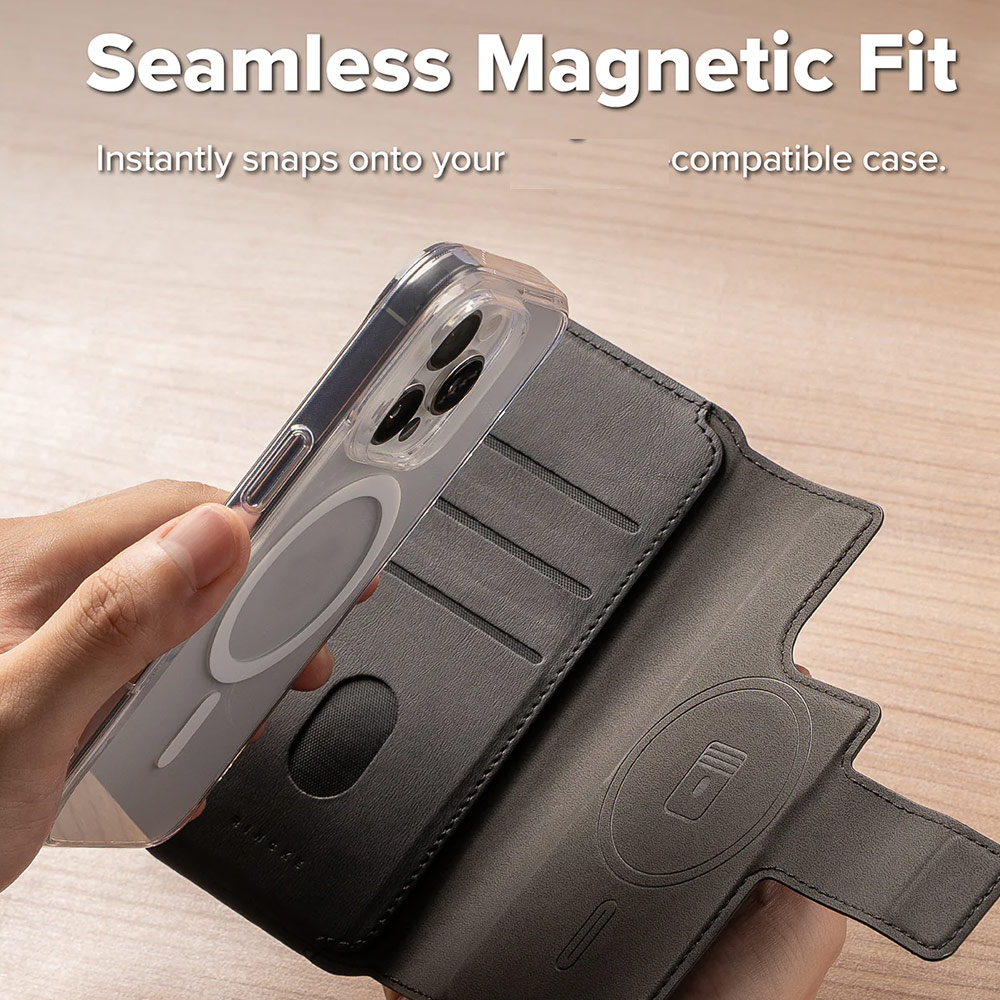 Picture of Apple iPhone 15 6.1 | Ringke Folio Grip Wallet Magnetic Flip Cover Card Holder for iPhone 16 Pro iPhone 16 (Black)