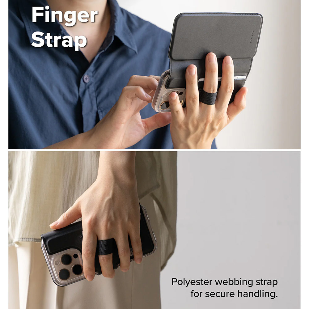 Picture of Apple iPhone 15 6.1 | Ringke Folio Grip Wallet Magnetic Flip Cover Card Holder for iPhone 16 Pro iPhone 16 (Black)