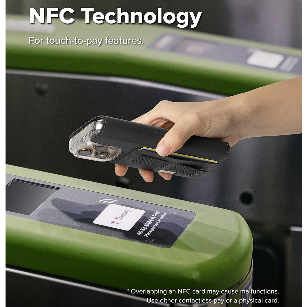 Picture of Apple iPhone 15 6.1 | Ringke Folio Grip Wallet Magnetic Flip Cover Card Holder for iPhone 16 Pro iPhone 16 (Black)