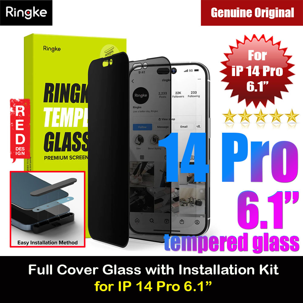 Picture of Ringke Premium Tempered Glass Screen Protector with Easy Installation Jig Kit for Apple iPhone 14 Pro 6.1 (Privacy Anti Peep Anti View) Apple iPhone 14 Pro 6.1- Apple iPhone 14 Pro 6.1 Cases, Apple iPhone 14 Pro 6.1 Covers, iPad Cases and a wide selection of Apple iPhone 14 Pro 6.1 Accessories in Malaysia, Sabah, Sarawak and Singapore 